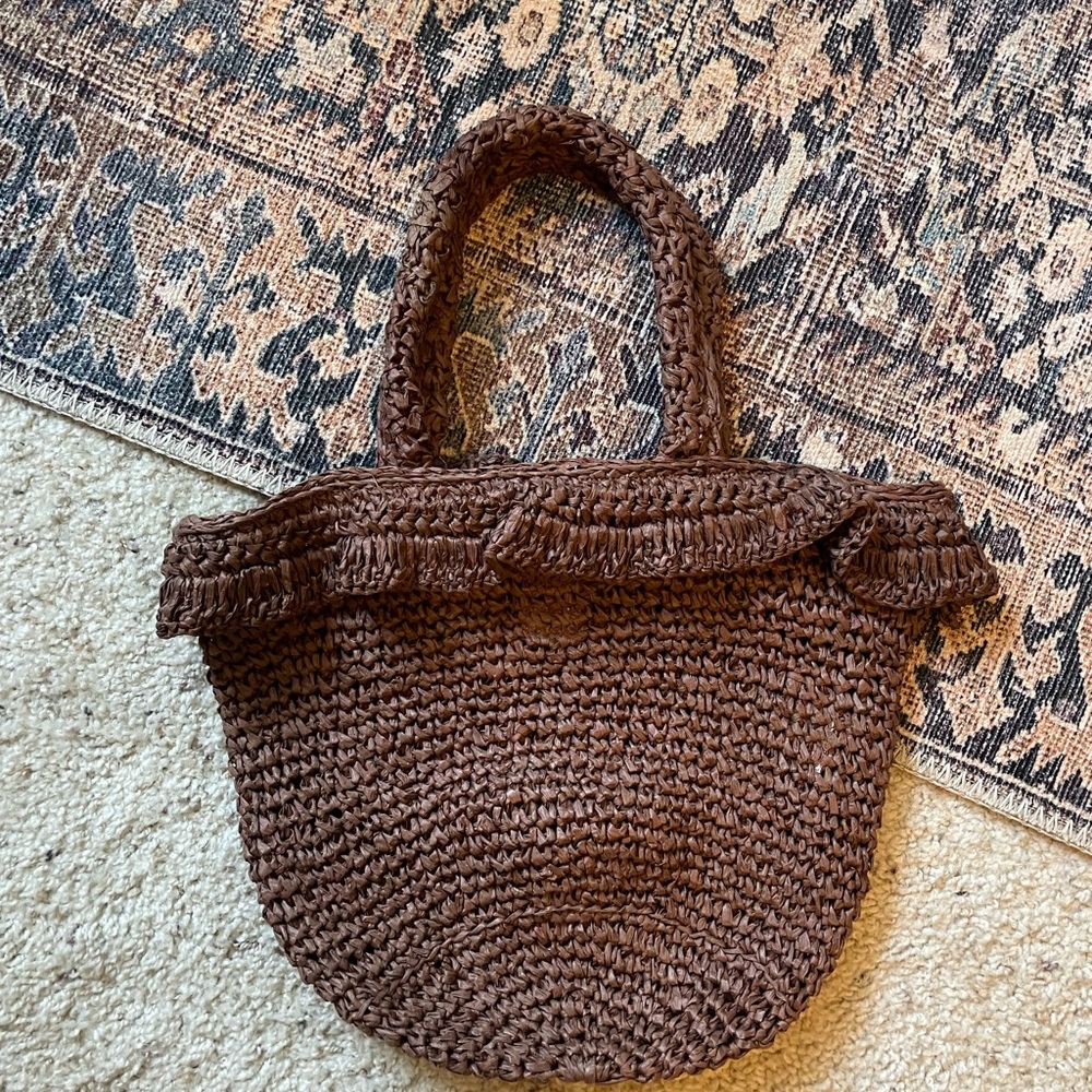 Loft Brown raffia Woven Tote Bag